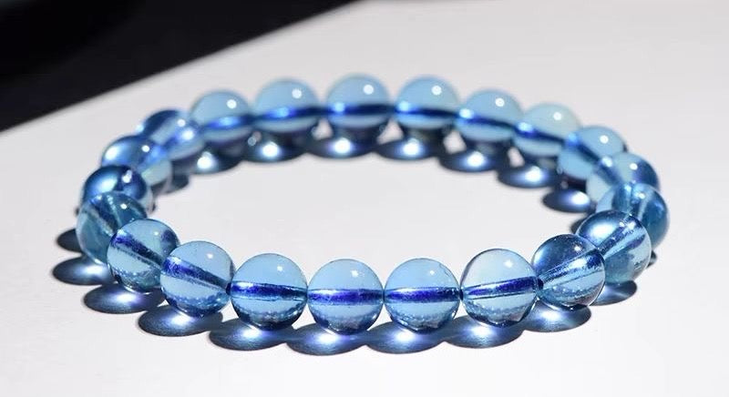 X001 11/30新作「天然石ブレスレット」アクアマリン アイスブルー ブルークリスタル