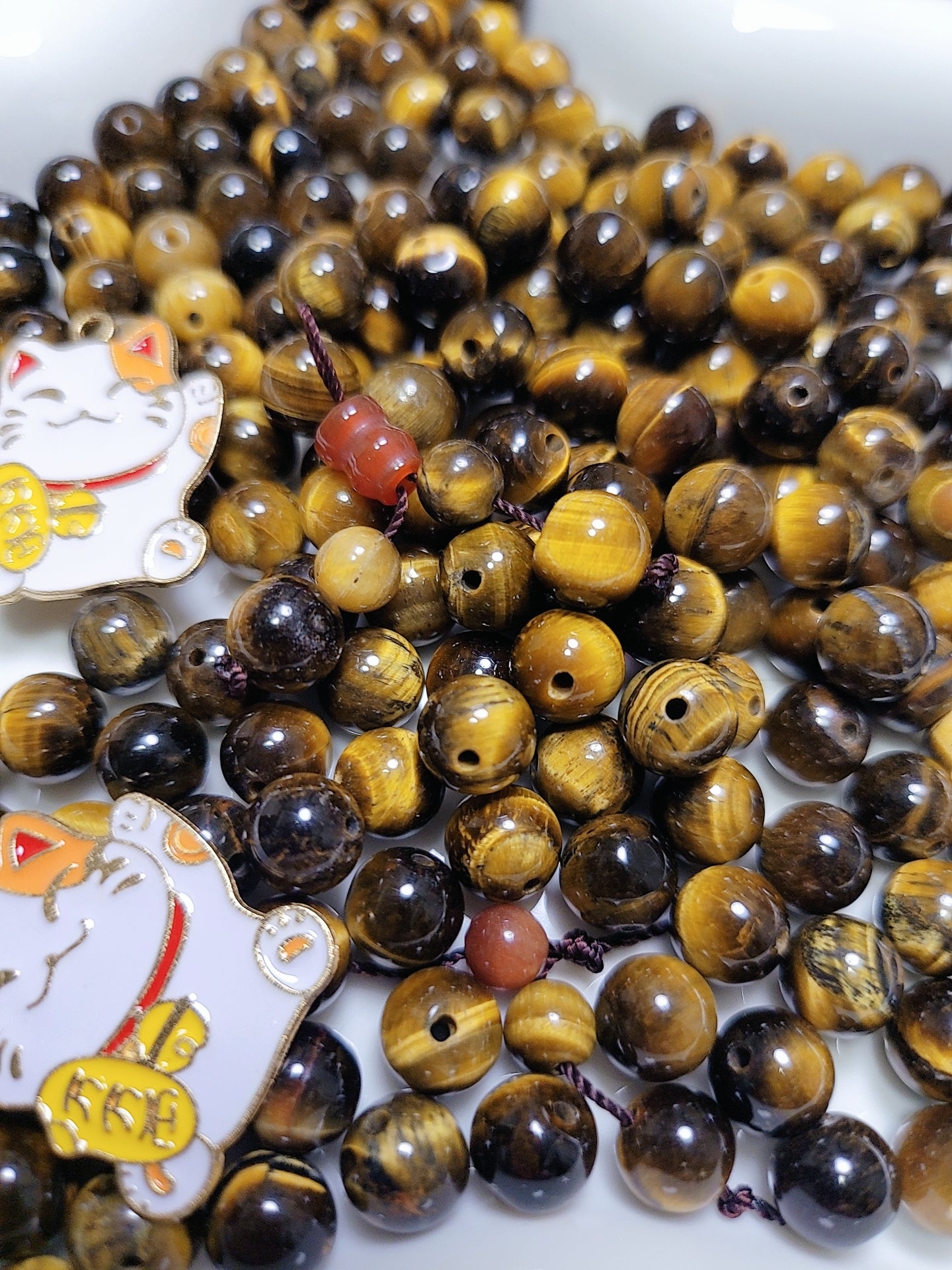 おすすめ:タイガーズアイ(黄色8mm)T001トラの目の虹彩こさい めっちゃお得!!!
