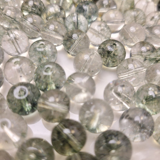 おすすめ：T015グリーンファントム（ガーデンクォーツ水晶サイズ１０ｍｍ）高品質天然石　めっちゃお得