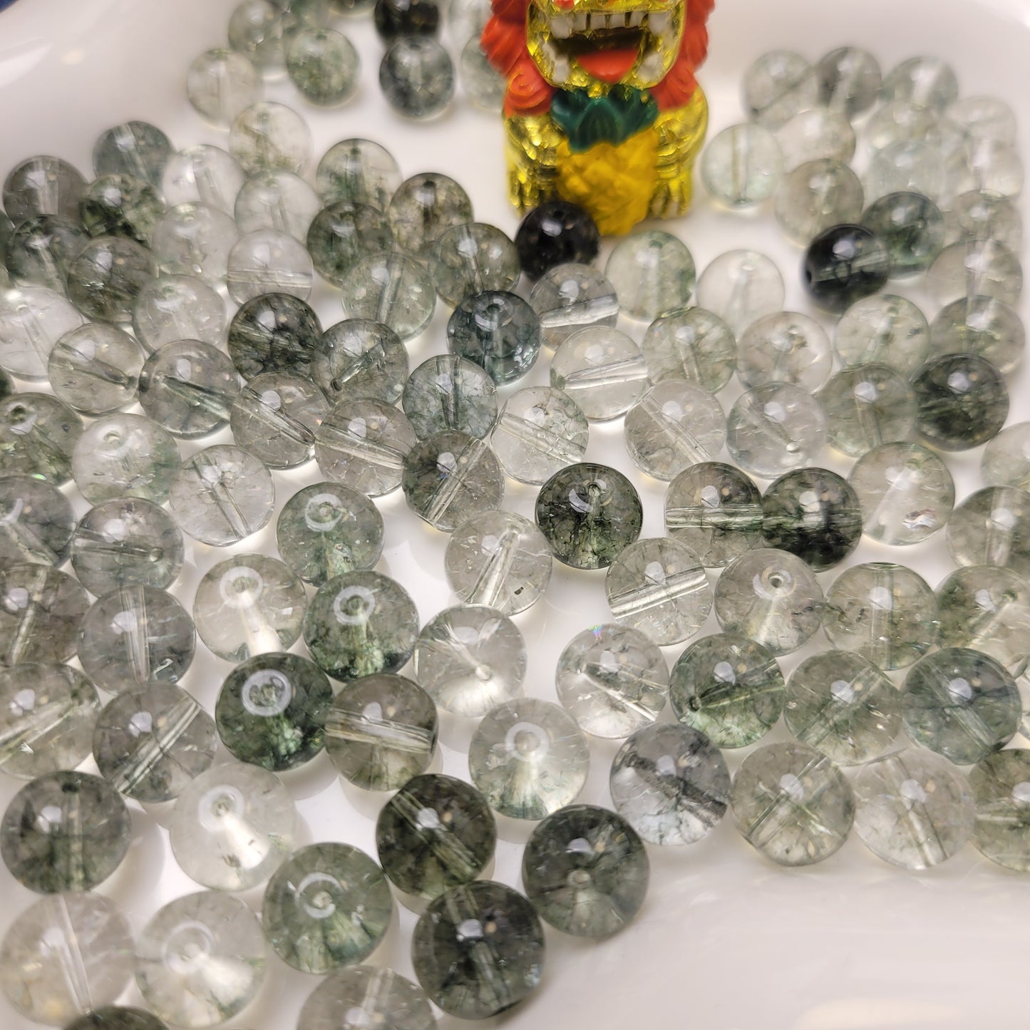 おすすめ：T015グリーンファントム（ガーデンクォーツ水晶サイズ１０ｍｍ）高品質天然石　めっちゃお得