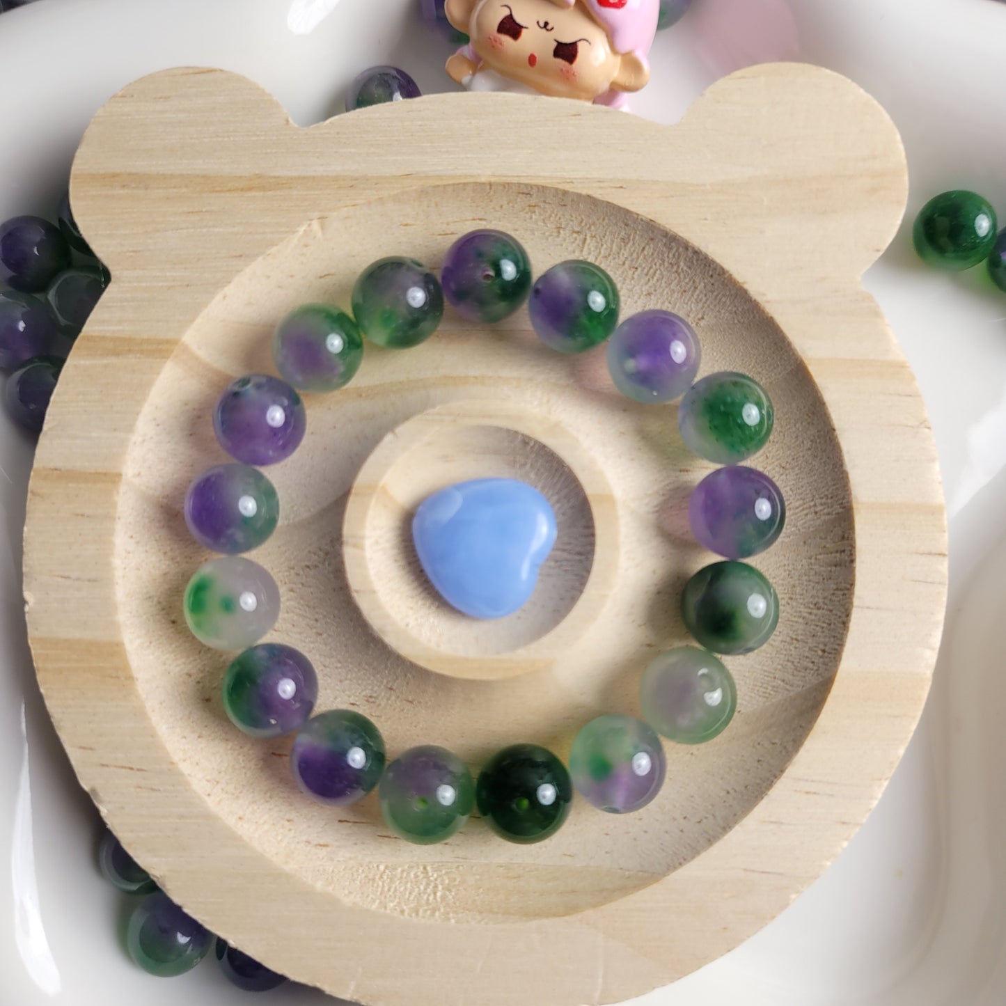 おすすめ：新作　T022　天然紫緑玉髄　アイスタイプ（サイズ１０ｍｍ）高品質天然石　めっちゃ綺麗な色