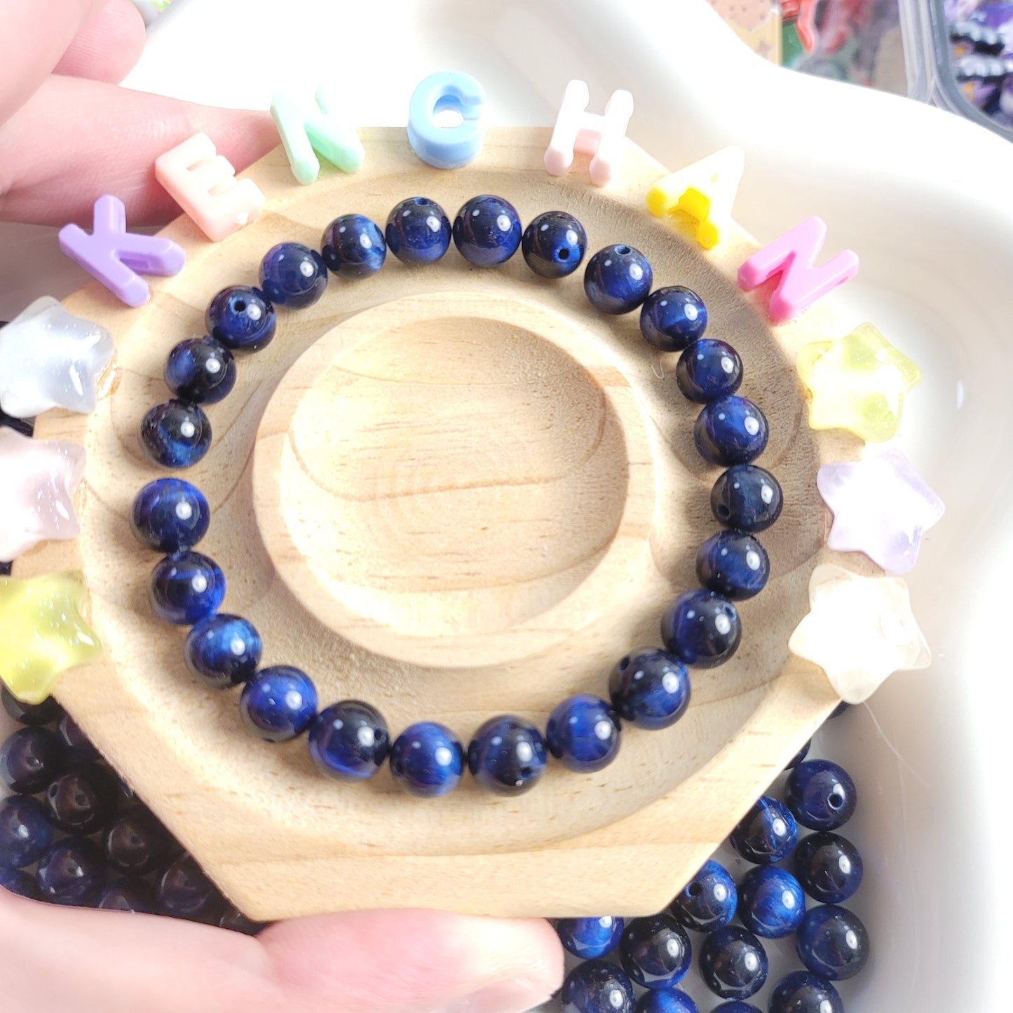 おすすめ：10/14新作　T023　天然ブルータイガーアイ（サイズ8ｍｍ）高品質天然石　めっちゃ綺麗な色