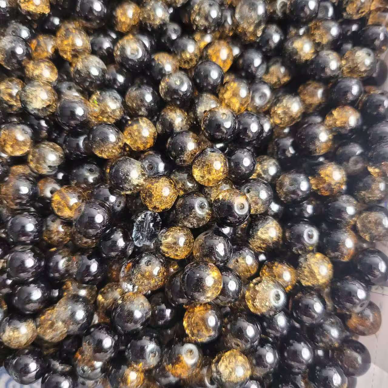 G099 「11/21新作」ブラックゴールド　ガラス素材　爆裂　ビーズ（50ｍｌ）