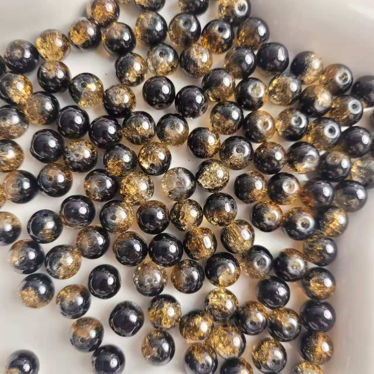 G099 「11/21新作」ブラックゴールド　ガラス素材　爆裂　ビーズ（50ｍｌ）