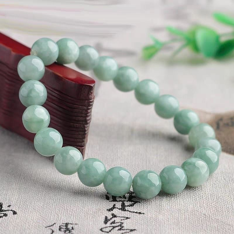 X002　11/30新作「天然石ブレスレット」青翡翠　Aランク　豆グリーン