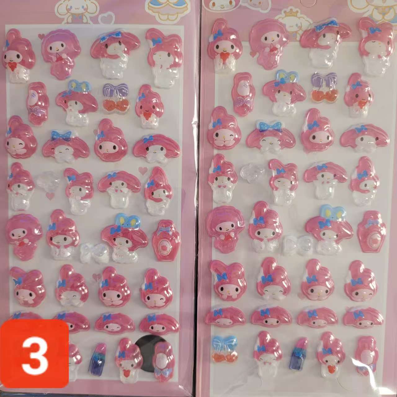 S003　可愛いシール（ボンボンドロップ）　六種類　三枚セット