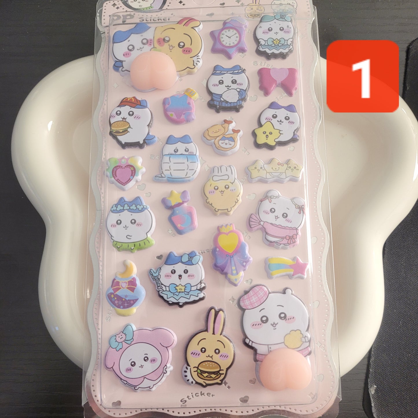 S005 ちいかわわわ　おしりシール　可愛いポンポンドロップ SNOOPYタイルタイプシール