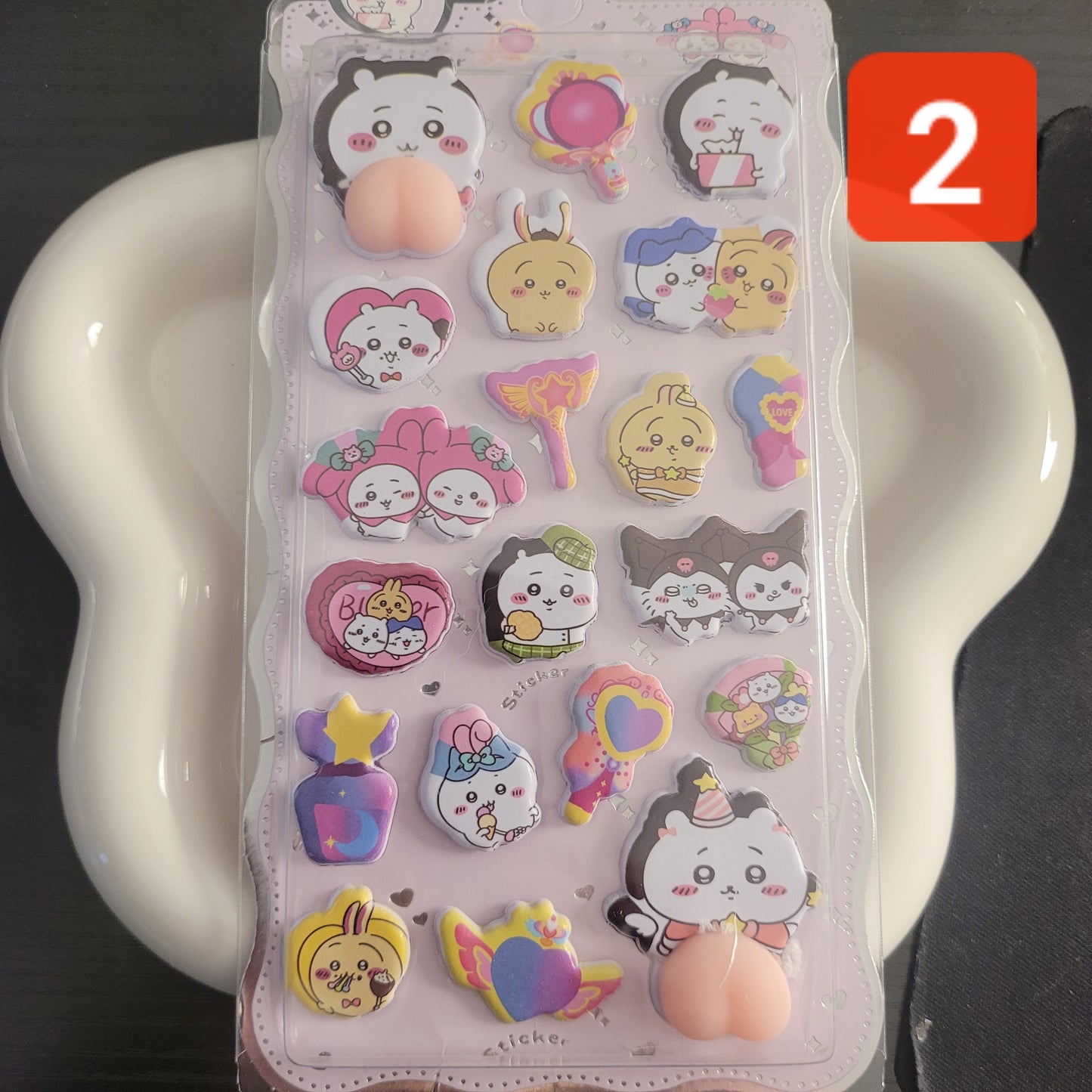 S005 ちいかわわわ　おしりシール　可愛いポンポンドロップ SNOOPYタイルタイプシール