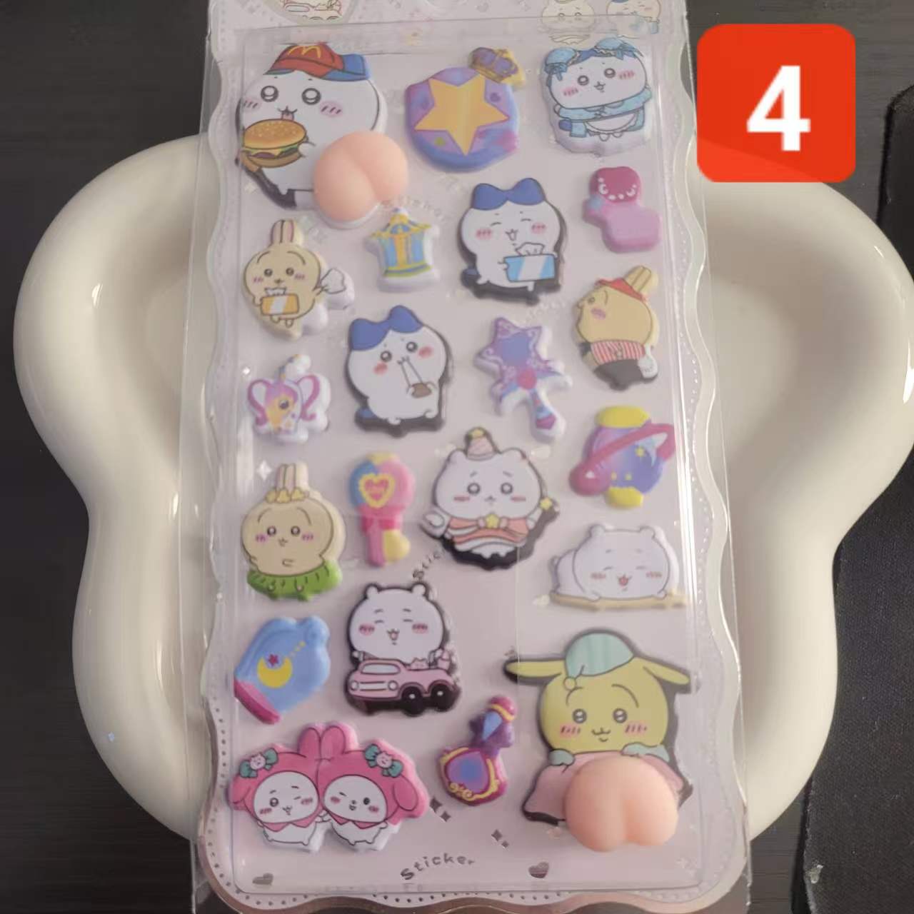 S005 ちいかわわわ　おしりシール　可愛いポンポンドロップ SNOOPYタイルタイプシール